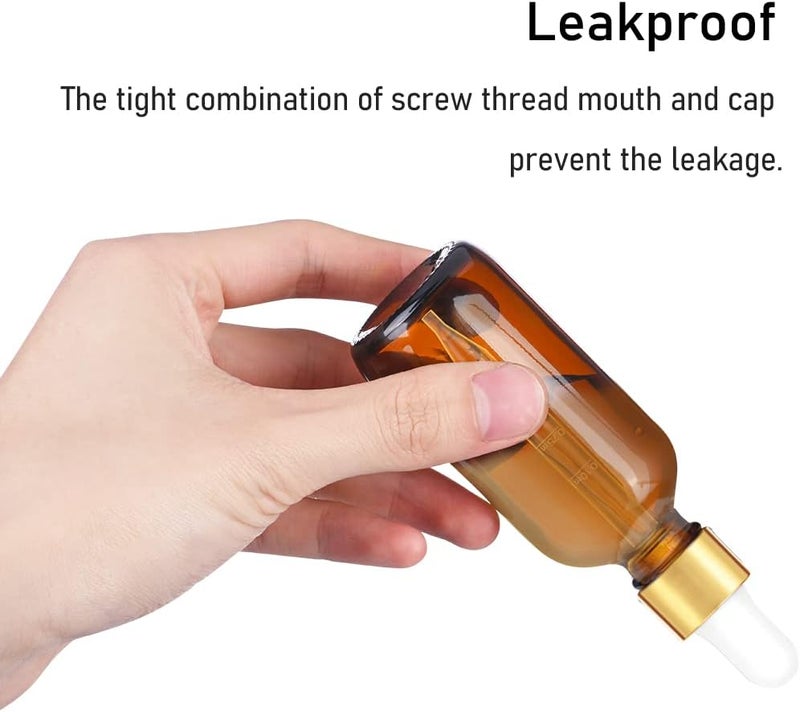Bumobum Dropper Bottles, 4oz Amber Glass Eye Dropper Bottle for Essential Oils with Labels and Funnels, 12 Pack Tincture Bottles with Golden Top (Unbreakable Plastic Dropper with Measurements) - Image 4